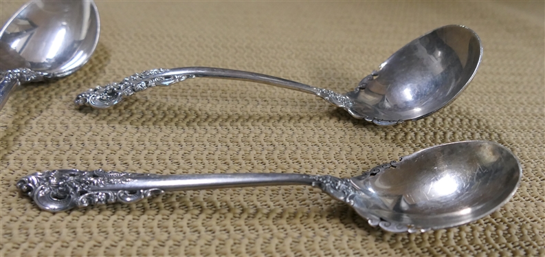 Wallace Grande Baroque Sterling Silver Serving Utensils - Meat Fork, Serving Spoons, Slotted Spoon, Oval Ladle, Sugar Spoon, and Pie Server - 532 Grams Total Weight - Not Including Pie Server