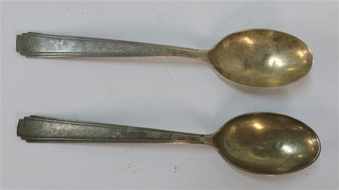 2 1913 Dutch Sterling Silver Spoons - Hallmarked VK with Lion and D Date Mark - Van Kempen - Spoons Measure 8 1/8 Long - Weigh 135.6