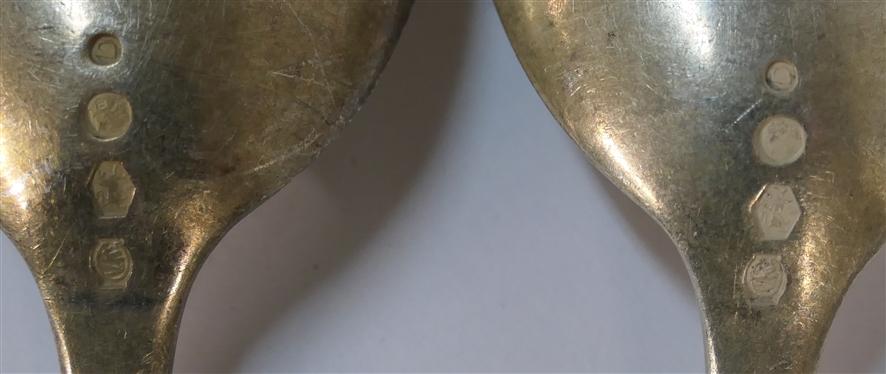 2 1913 Dutch Sterling Silver Spoons - Hallmarked VK with Lion and D Date Mark - Van Kempen - Spoons Measure 8 1/8 Long - Weigh 135.6