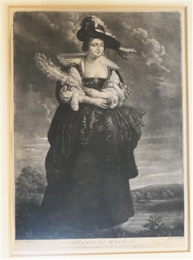 Reuben''s 2d Wife Helena Fourment - 18th Century  Mezzotint - From the Original at Houghton Hall in the Collection of the Earl of Oxford - Print made by James McArdell - 54 in Lower Right Corner...