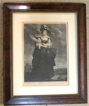 Reuben''s 2d Wife Helena Fourment - 18th Century  Mezzotint - From the Original at Houghton Hall in the Collection of the Earl of Oxford - Print made by James McArdell - 54 in Lower Right Corner...