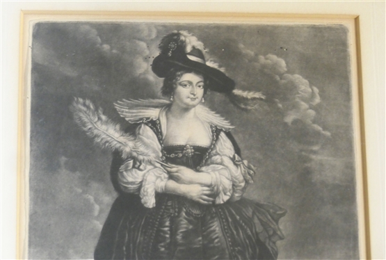 Reuben''s 2d Wife Helena Fourment - 18th Century  Mezzotint - From the Original at Houghton Hall in the Collection of the Earl of Oxford - Print made by James McArdell - 54 in Lower Right Corner...