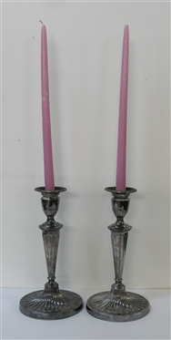Pair of Outstanding Barker Ellis Sheffield England Neoclassical Style Silver Plate Candle Sticks - Each Candelabra Measures 11 1/2 Tall 