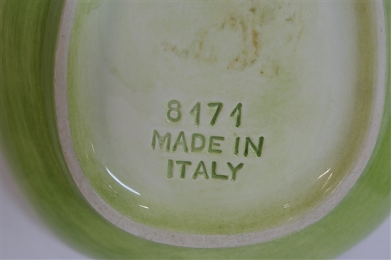 Italian Artichoke Dish with Lid and Artichoke Bowl -8171 - Both Made in Italy - Covered Dish Has Some Minor Chips / Glaze Flakes on Few Leaves - Bowl Measures 8 1/2 by  6 1/2