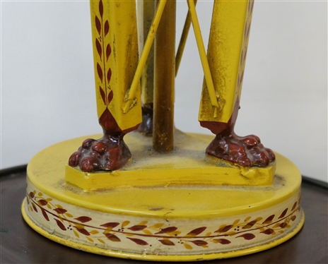 Pair of Italian Metal Table Lamps - Hand Painted Urn Style with Lions Head and Claw Foot Accents - Double Light - Made in Italy - Each Lamp Measures 28 Tall 