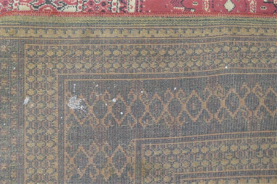Modern Throw Rug - Deep Rosey Red with Tan and Black - Rug Measures 26 by 46
