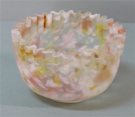 Handmade Spatter Glass Bowl -Fluted Trim- Bowl Measures 3 Tall 5 Across