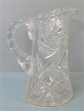 Nice Cut Glass Pitcher - Measures 9 tall