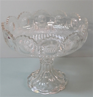 Large EAPG Bullseye Glass Compote - Measures 9 Tall 9 1/4 Across