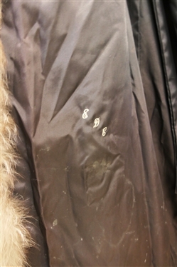 Incredible Full Length Black Fur Coat with Raccoon Trim - From Hertzberg Furs - Size Large 