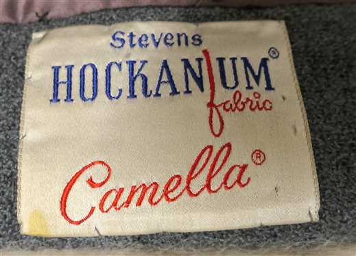 Vintage Camella Fur Trimmed Jacke t- Steven Hockanum Fabric - Blue with White Rabbit Trim - Size Small / Medium 