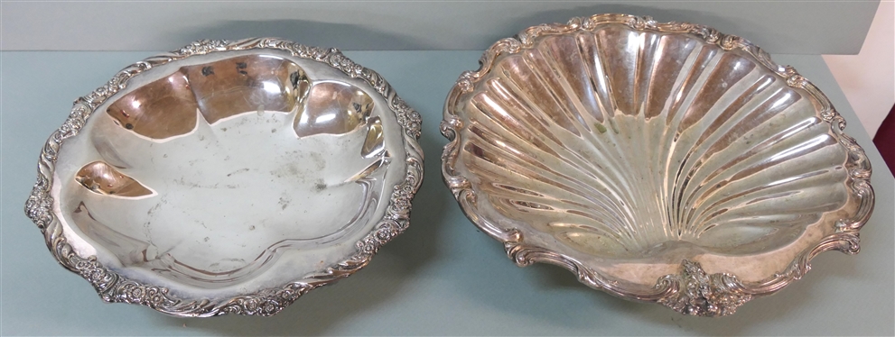 Nice Large EPC Shell Shaped Silver Plate Footed Bowl and Round 13 Silver Plate Footed Bowl 
