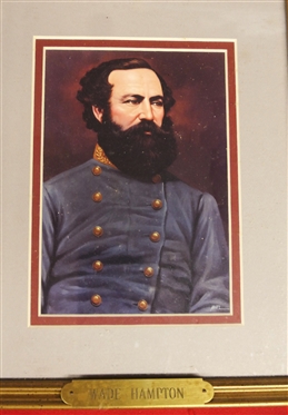 3 Attractively Framed and Matted Prints of Civil War Generals - Wade Hampton, Joseph E. Johnston, and William T. Sherman, By Artist Noel - Each with Brass Tag - Frames Measure 11 by 9 