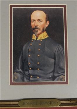 3 Attractively Framed and Matted Prints of Civil War Generals - Wade Hampton, Joseph E. Johnston, and William T. Sherman, By Artist Noel - Each with Brass Tag - Frames Measure 11 by 9 
