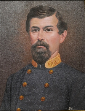 Original Oil on Canvas Painting of Civil War General William J. Hardee - By Artist Noel - Gold Frame with Brass Name Tag - Canvas Measures 14 by 11 - Noel Y. Pantig, Filipino Artist