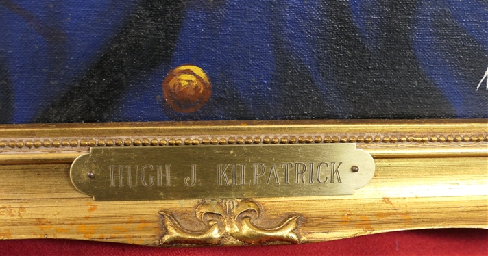 Original Oil on Canvas Painting of Civil War General Hugh J. Kilpatrick By Artist Noel in Gold Frame - with Brass Name Tag Canvas Measures 14 by 11 - Noel Y. Pantig, Filipino Artist