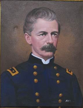 Original Oil on Canvas Painting of Civil War General Henry W. Slocum By Artist Noel in Gold Frame with Brass Name Tag - Canvas Measures 14 by 11 - Noel Y. Pantig, Filipino Artist