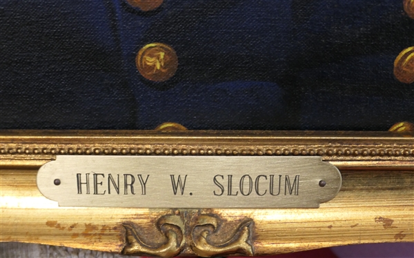 Original Oil on Canvas Painting of Civil War General Henry W. Slocum By Artist Noel in Gold Frame with Brass Name Tag - Canvas Measures 14 by 11 - Noel Y. Pantig, Filipino Artist