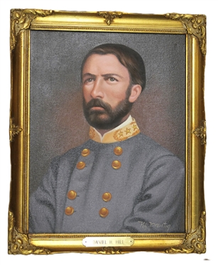 Original Oil on Canvas Painting of Civil War General Daniel H. Hill Signed by Artist N.Y. Pantig in Gold Frame with Brass Name Tag - Canvas Measures 14 by 11 - Noel Y. Pantig, Filipino Artist