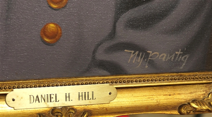 Original Oil on Canvas Painting of Civil War General Daniel H. Hill Signed by Artist N.Y. Pantig in Gold Frame with Brass Name Tag - Canvas Measures 14 by 11 - Noel Y. Pantig, Filipino Artist