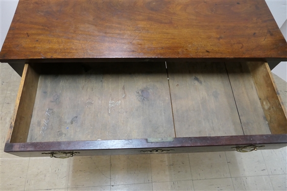 19th Century Walnut Drop Side End Table with Drawer - Original Finish - Padded Feet - Dovetailed Drawer with Pine Secondary Wood - Dovetailed Case with Oak Secondary - Brass Hardware- Table...