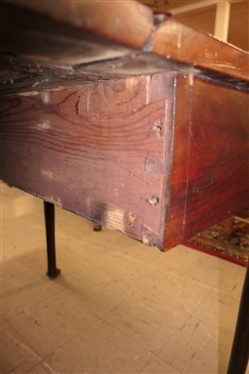 19th Century Walnut Drop Side End Table with Drawer - Original Finish - Padded Feet - Dovetailed Drawer with Pine Secondary Wood - Dovetailed Case with Oak Secondary - Brass Hardware- Table...