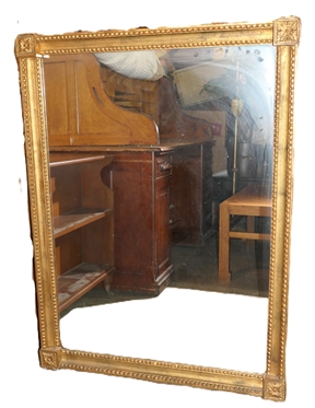 Large Gold Framed Mirror with Pretty Floral Details at Corners - Mirror Measures  47 By 35 