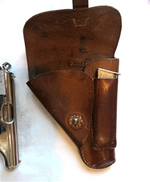 Walther German WWII 7.65mm / .32ACP Pistol w/ Swastika - Original Magazine with Leather Holster