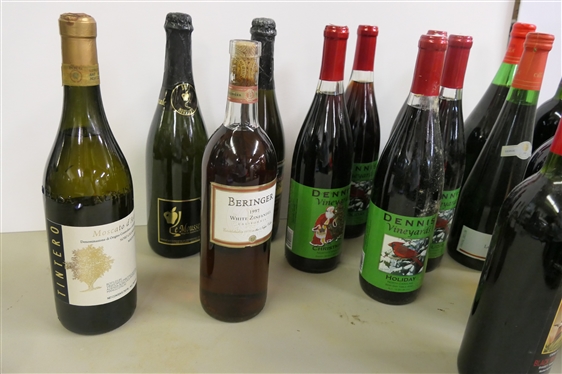 18 Bottles of Assorted Wines and Sparkling Cider - Red, White, Dessert, Etc. - From an Estate - Storage Conditions and Wine Drinkability Unknown. 
