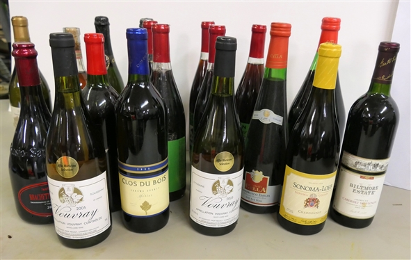 18 Bottles of Assorted Wines and Sparkling Cider - Red, White, Dessert, Etc. - From an Estate - Storage Conditions and Wine Drinkability Unknown. 