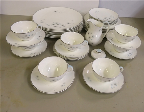 40 Pieces of Royal Doulton Thistledown China - Dinner Plates, Luncheon Plates, Dessert Plates, Cup & Saucer Sets, and Creamer - Plus Sugar Lid 