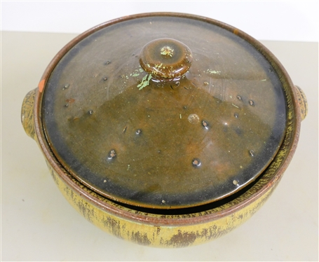 AR Cole North Carolina Art Pottery Covered Dish / Casserole with Lid - Bowl Measures 5 1/2 Tall 10 1/4 Across - Some Small Chips Around Top Edge of Bowl 
