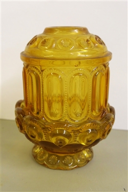 L.E. Smith Amber Moon and Stars Fairy Lamp - Measures 7 Tall 