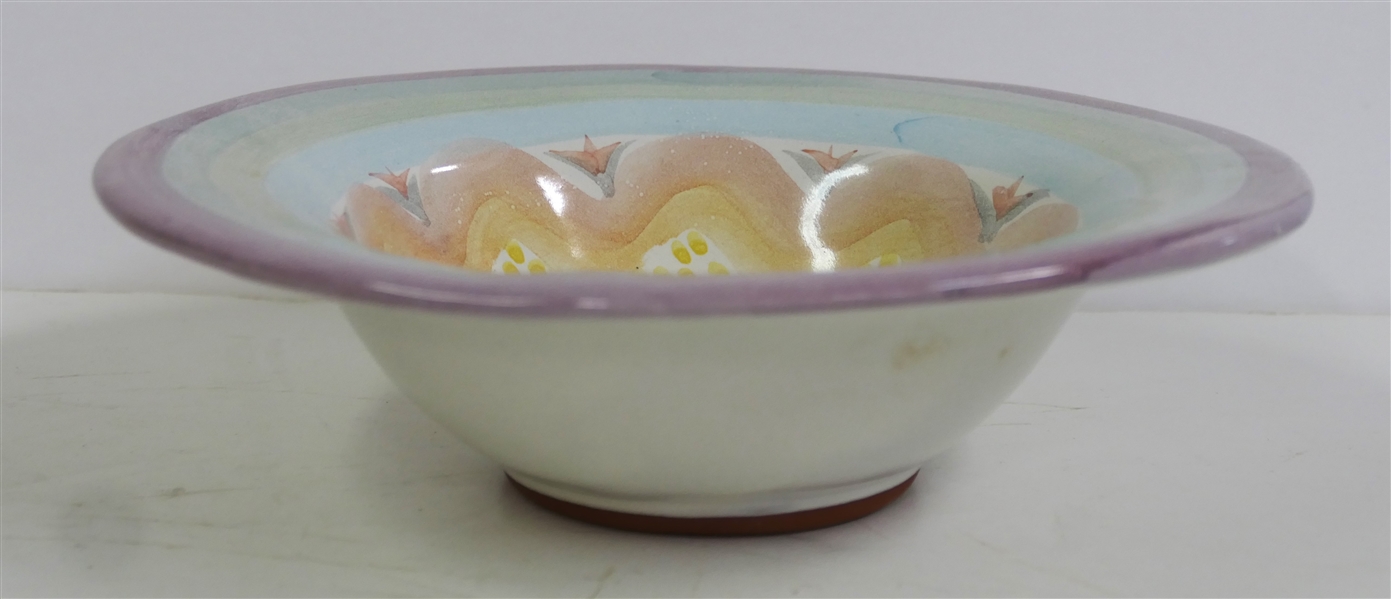 Mackenzie Childs "Brittany" Flat Cereal / Breakfast Bowl - Measures 8 1/2" Across - Dated 1990