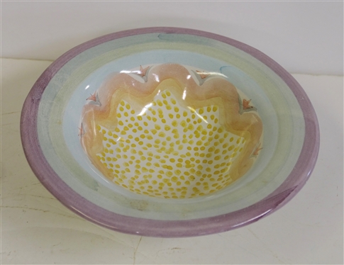 Mackenzie Childs Brittany Flat Cereal / Breakfast Bowl - Measures 8 1/2 Across - Dated 1990