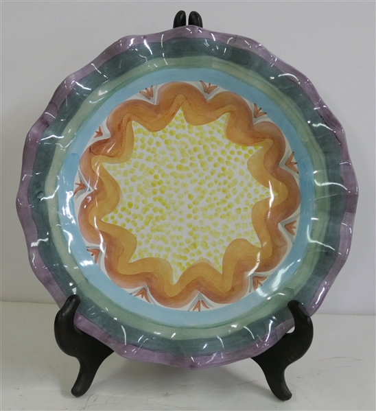 Mackenzie Childs "Brittany" Fluted Dinner Plate - Measures 10 7/8" Across - Dated 1992