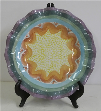 Mackenzie Childs Brittany Fluted Dinner Plate - Measures 10 7/8 Across - Dated 1992
