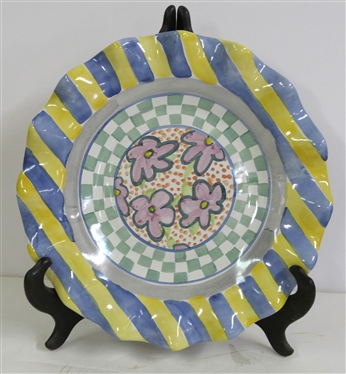 Mackenzie Childs Myrtle Fluted Dinner Plate - Measures 11 Across - Dated 1992