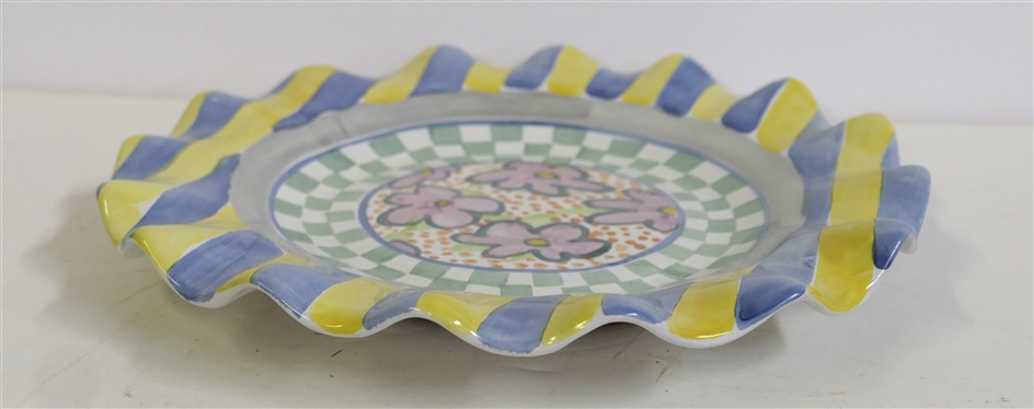 Mackenzie Childs Myrtle Fluted Dinner Plate - Measures 11 Across - Dated 1992