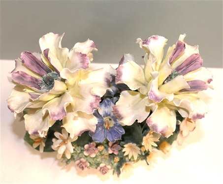 S. Rioleva Capodimonte - Beautiful Ceramic Flowers - Very Detailed - Very Few Broken Petals - Marked on Bottom - Flowers Measure 9 1/2 tall 10 Across
