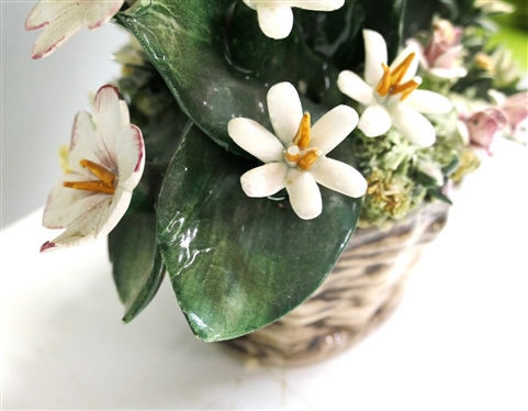 S. Rioleva Capodimonte - Beautiful Ceramic Flowers - Very Detailed - Very Few Broken Petals - Marked on Bottom - Flowers Measure 9 1/2 tall 10 Across