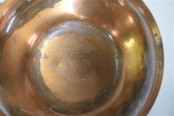 Penland Handcrafts - Penland, NC Hand Made Copper Bowl - Bowl Measures 2 Tall 9 3/4 Across