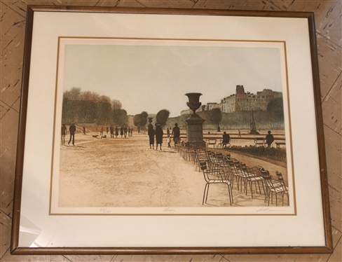 Harold Altman Chairs Artist Signed and Numbered Etching Number 49/160 - Framed and Matted - Frame Measures 26 1/2 by 32 -Merrill Chase Gallery Certificate of Authenticity on Reverse - Harold...