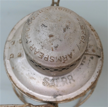 Armspear Mfg. Co. New York 1925 Railroad Lantern - Seaboard Air Line Rail Road - Clear Globe - Armspear 400 Burner - Lantern Measures 9 1/2 Tall 