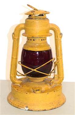 Yellow Dietz Little Giant Lantern with Red Dietz Little Wizard NY- USA Globe - LOC - NOB on Globe Lantern Measures 11 1/2 Tall 
