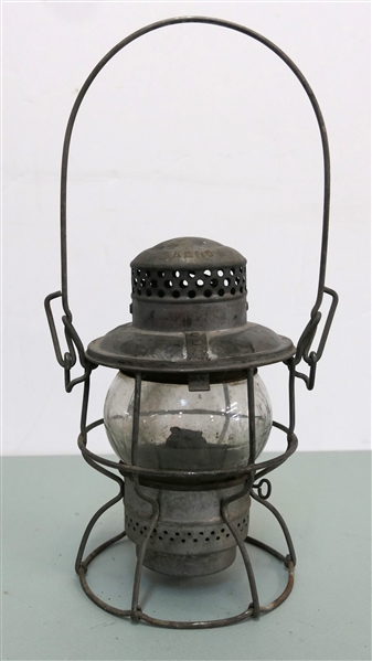 N.Y.C.S. - New York Central System Adlake Kero Railroad Lantern - Clear Globe - With Burner - Lantern Measures 9" Tall 