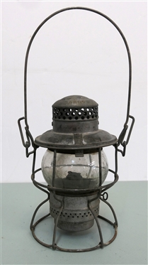 N.Y.C.S. - New York Central System Adlake Kero Railroad Lantern - Clear Globe - With Burner - Lantern Measures 9 Tall 