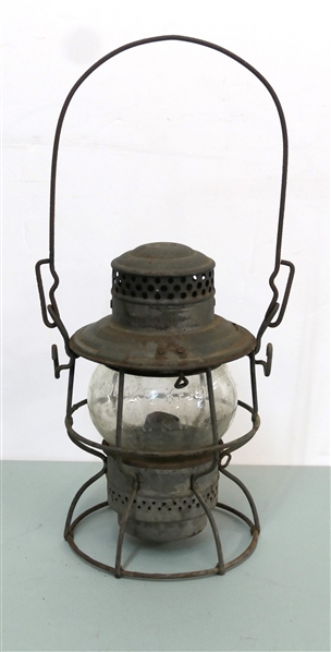 The Adams & Westlake Co. C&O (Chesapeake & Ohio) Railroad Lantern - Acid Etched C&O Globe Embossed Adlake Kero Macbeth - Original Burner - Lantern Measures 9 1/2" Tall