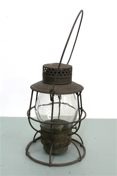 P.R.R. Pennsylvania Rail Road Lantern - Dietz No. 39 - Clear Glass Globe with Burner - Lantern Measures 10 1/2" tall 