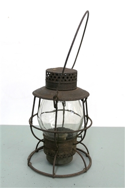 P.R.R. Pennsylvania Rail Road Lantern - Dietz No. 39 - Clear Glass Globe with Burner - Lantern Measures 10 1/2 tall 